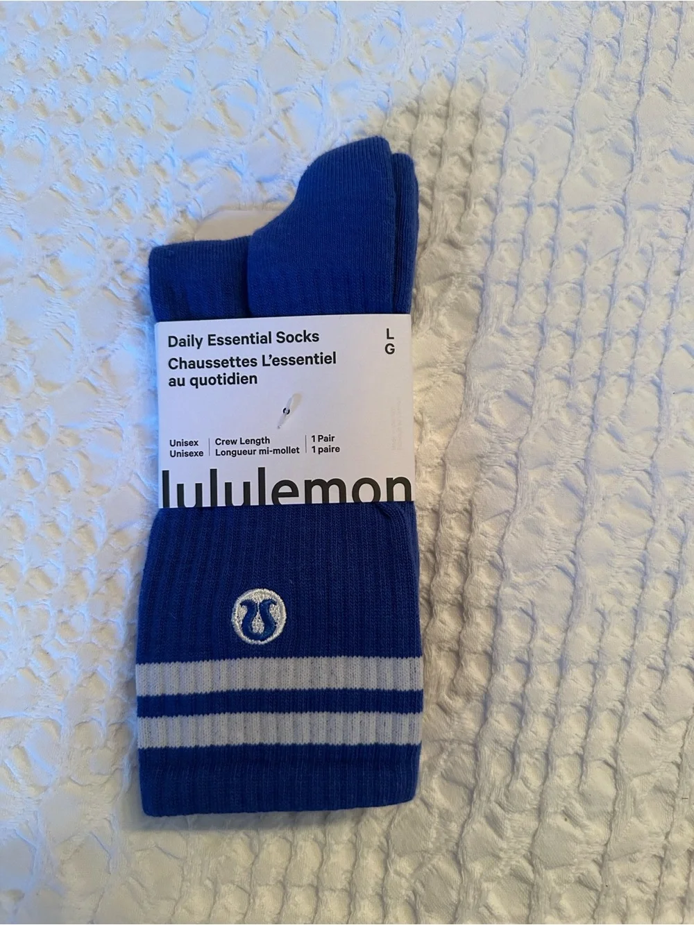 NWT Lululemon Unisex Daily Essential Crew Socks Stripe